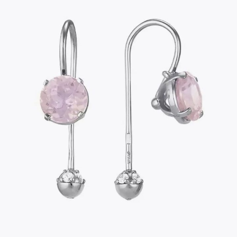 Silver earrings with pink stone 925
